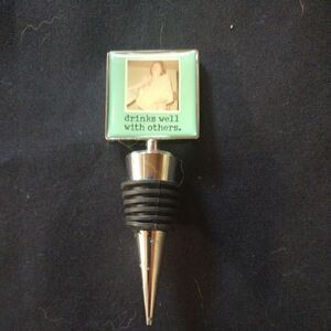 Novelty Wine Bottle Stopper Drunk Humor Barware  Metal Enamel